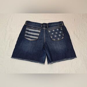 Lucky Brand Laguna Blue Denim Shorts 4/27 Stars & Stripes Frayed Hem